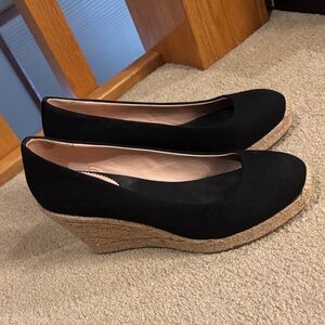JCrew Black Wedge Espadrille Shoes size 8
